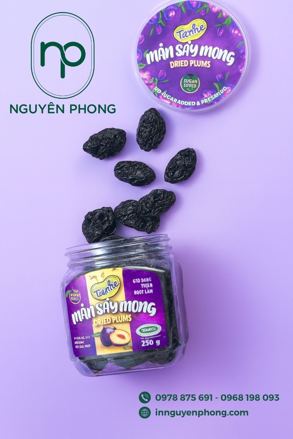 Mẫu tem dán mận sấy nổi bật 